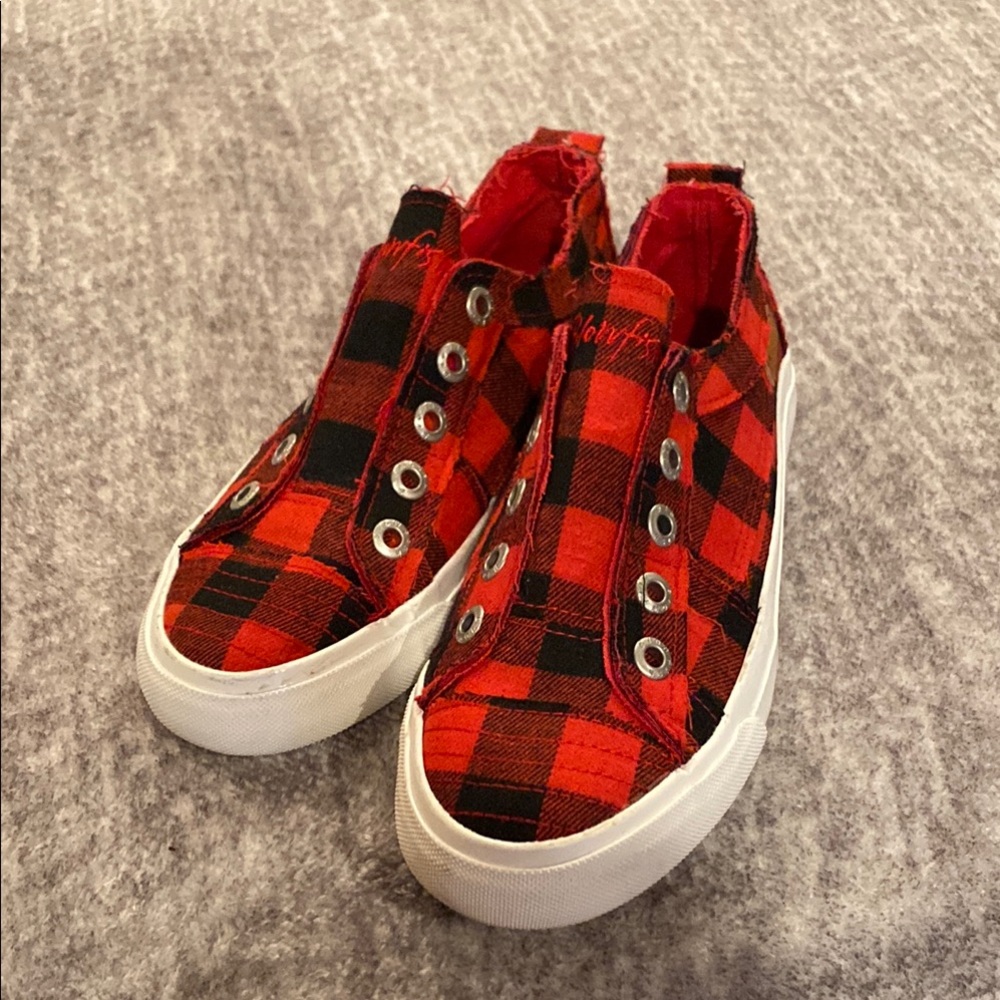 Blowfish Red and Black Plaid Slip-On Sneakers - Picture 2 of 4